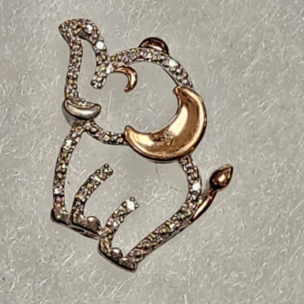 Alwand Vahan Sterling Silver 14K Rose Gold Pave Diamond Elephant Pendant
